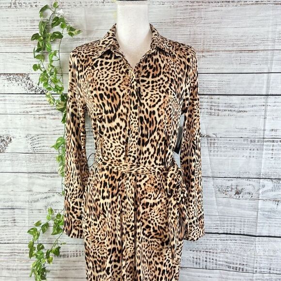 INC International Concepts Dress sz Small Black Brown Maisie Animal Slinky Knee - Picture 3 of 16